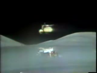 1972 television footage of the Apollo 17 lunar module lifting off from the Moon.
